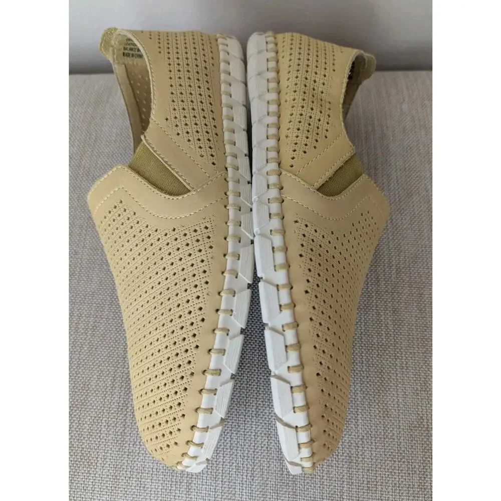 OTBT Womens Universe Shoe Size 10 Yellow Leather Perforated Slip On Flat Loafer